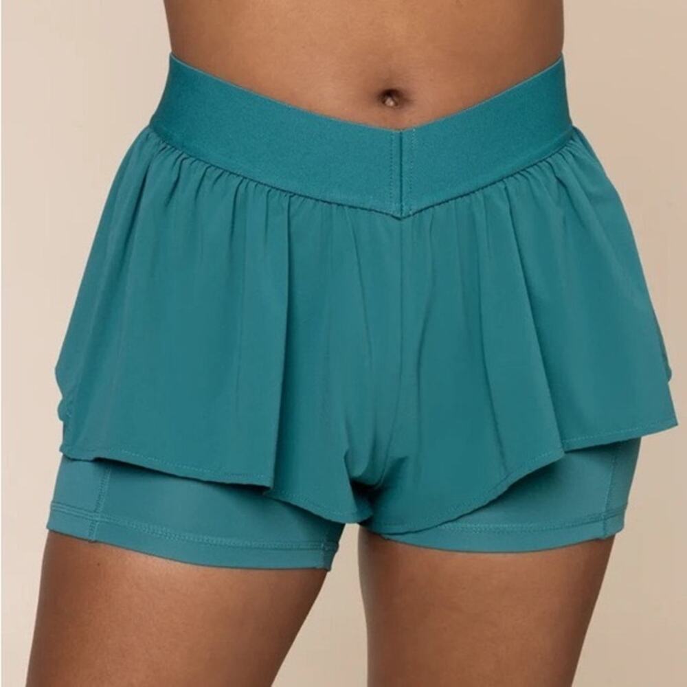 Popflex Women’s On The Run Ruffle Short 2X Exuberant Blue Active